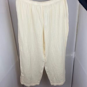 NWT Soft Surroundings Cream Gauze Cotton Wide Leg Pull On Pants Size PXL
